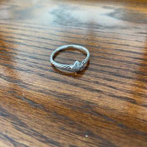 David Yurman Petite Pave Collection Quatrefoil Ring Sterling Silver Size 8
